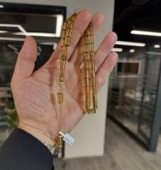 14K Altın Püsküllü Usta İşi Kehribar Tespih