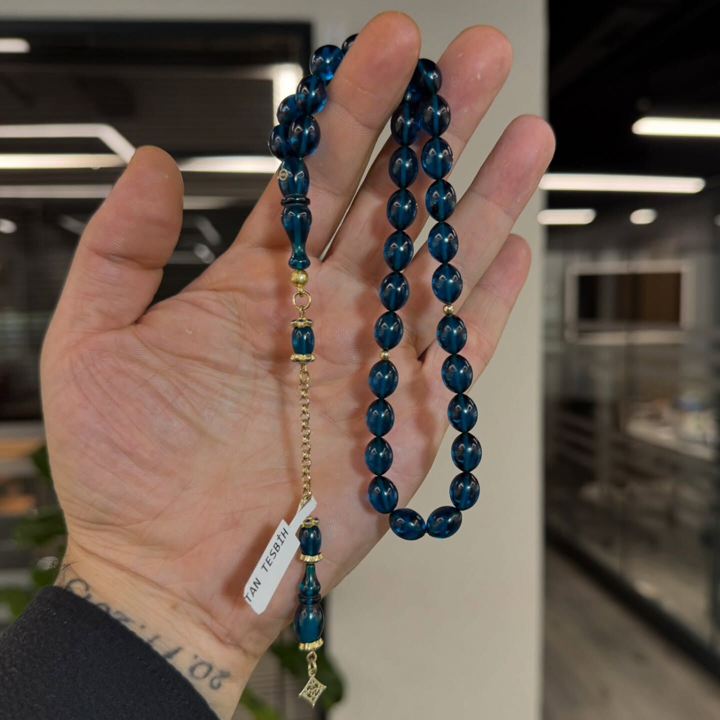 14K Altın Püsküllü Usta İşi Kehribar Tesbih