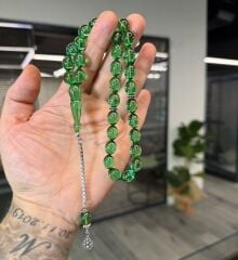 Gümüş Püsküllü Ateş Kehribar Tesbih