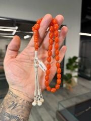 Kazaz Gümüş Takımlı Usta İşçilikli Kehribar Tespih