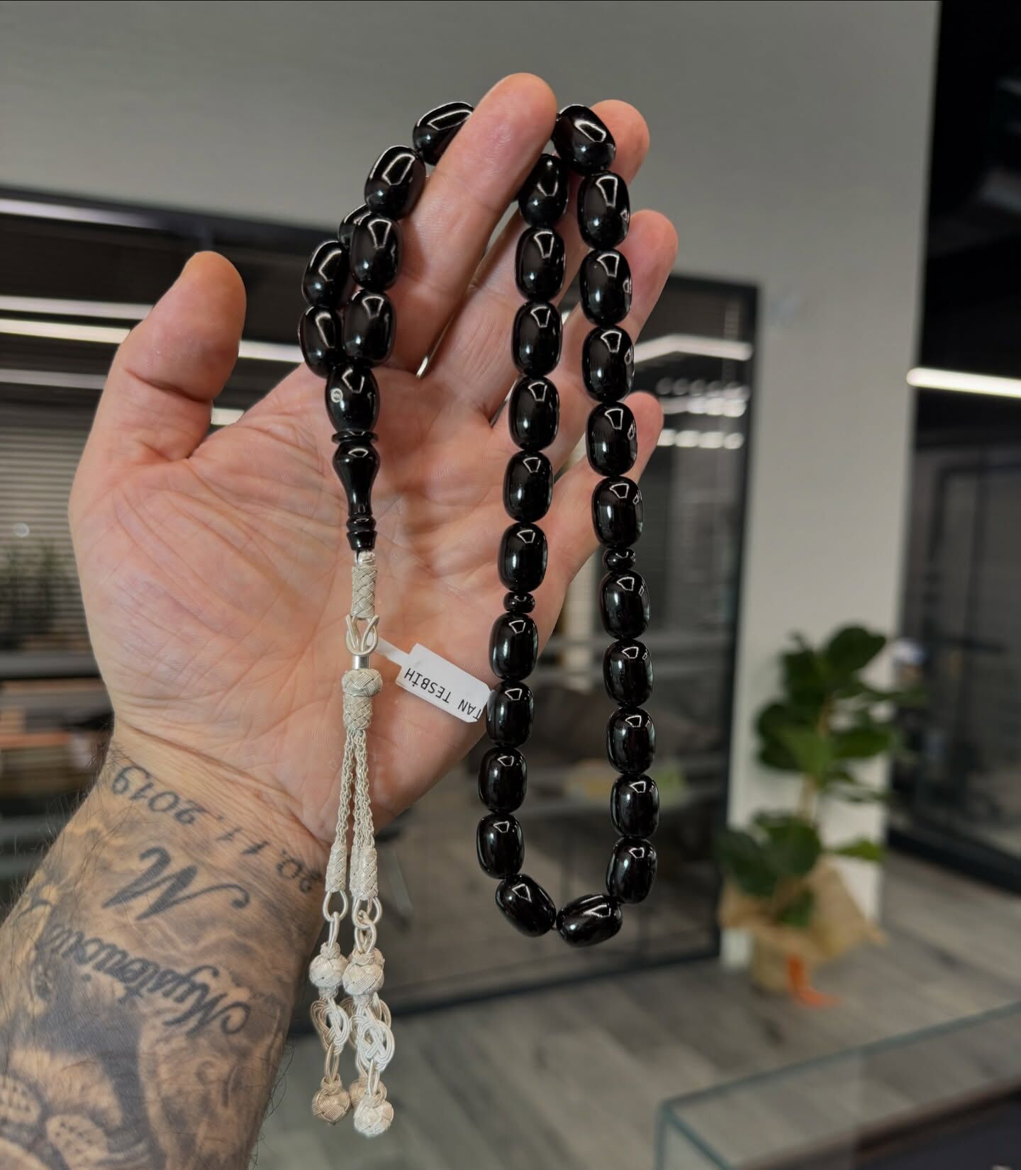 Kazaz Gümüş Püsküllü Kehribar Tesbih