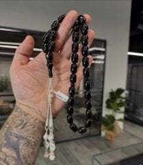 Kazaz Gümüş Püsküllü Kehribar Tesbih