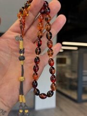 Gümüş Takımlı Usta İşçilikli Kehribar Tesbih