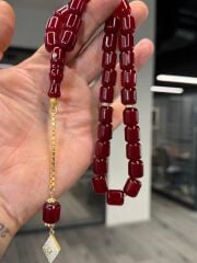 Usta İşçilik Gümüş Takımlı Kehribar Tesbih