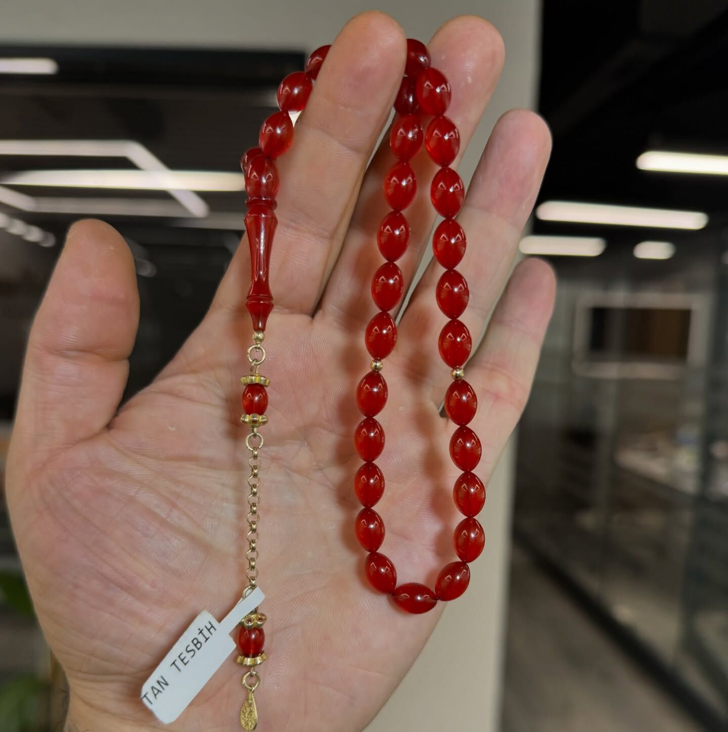 Altın Püsküllü Kehribar Tesbih - Usta İşi Zarafet