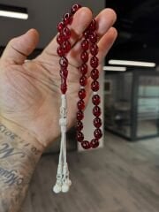 Usta İşçilikli Gümüş Takımlı Kehribar Tesbih