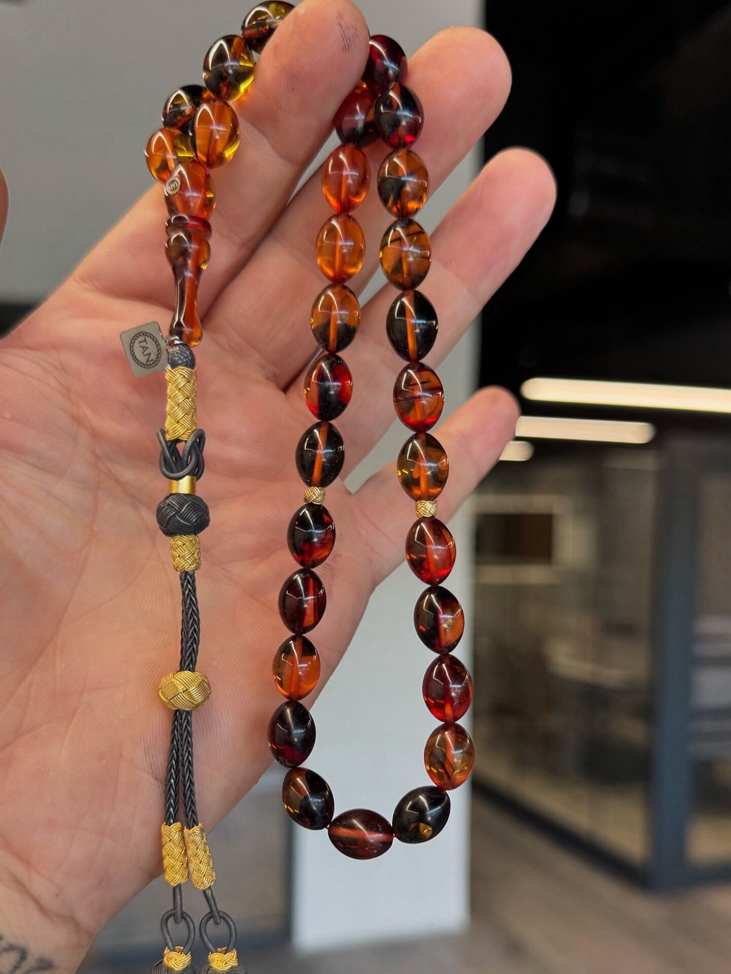 Kazaz Gümüşlü Usta İşi Kehribar Tesbih