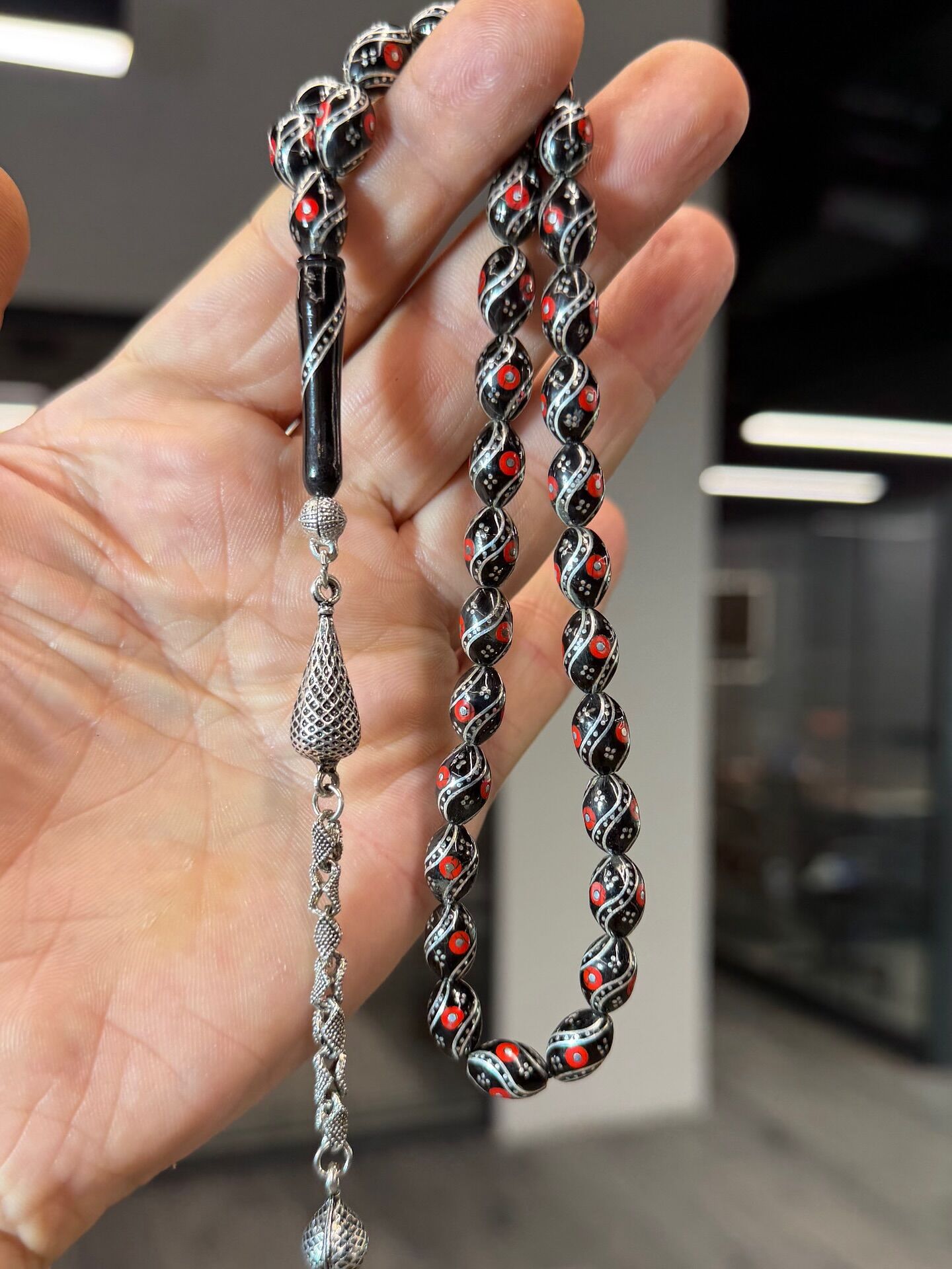 Çeşmi Bülbül Oltu Taşı Tesbih - Özel İşçilik