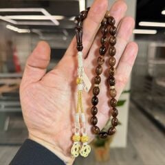 Kazaz Gümüş Takımlı Usta İşçilikli Kehribar Tesbih