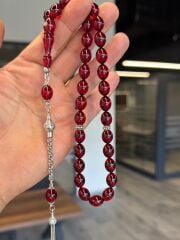 Usta İşçilikli Gümüş Takımlı Kehribar Tesbih