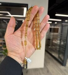 14K Altın Püsküllü Usta İşi Kehribar Tespih