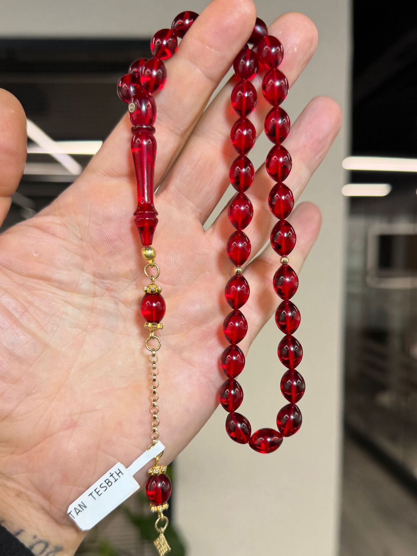 14K Altın Püsküllü Kehribar Tesbih - Usta İşi