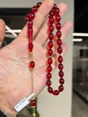 14K Altın Püsküllü Kehribar Tesbih - Usta İşi