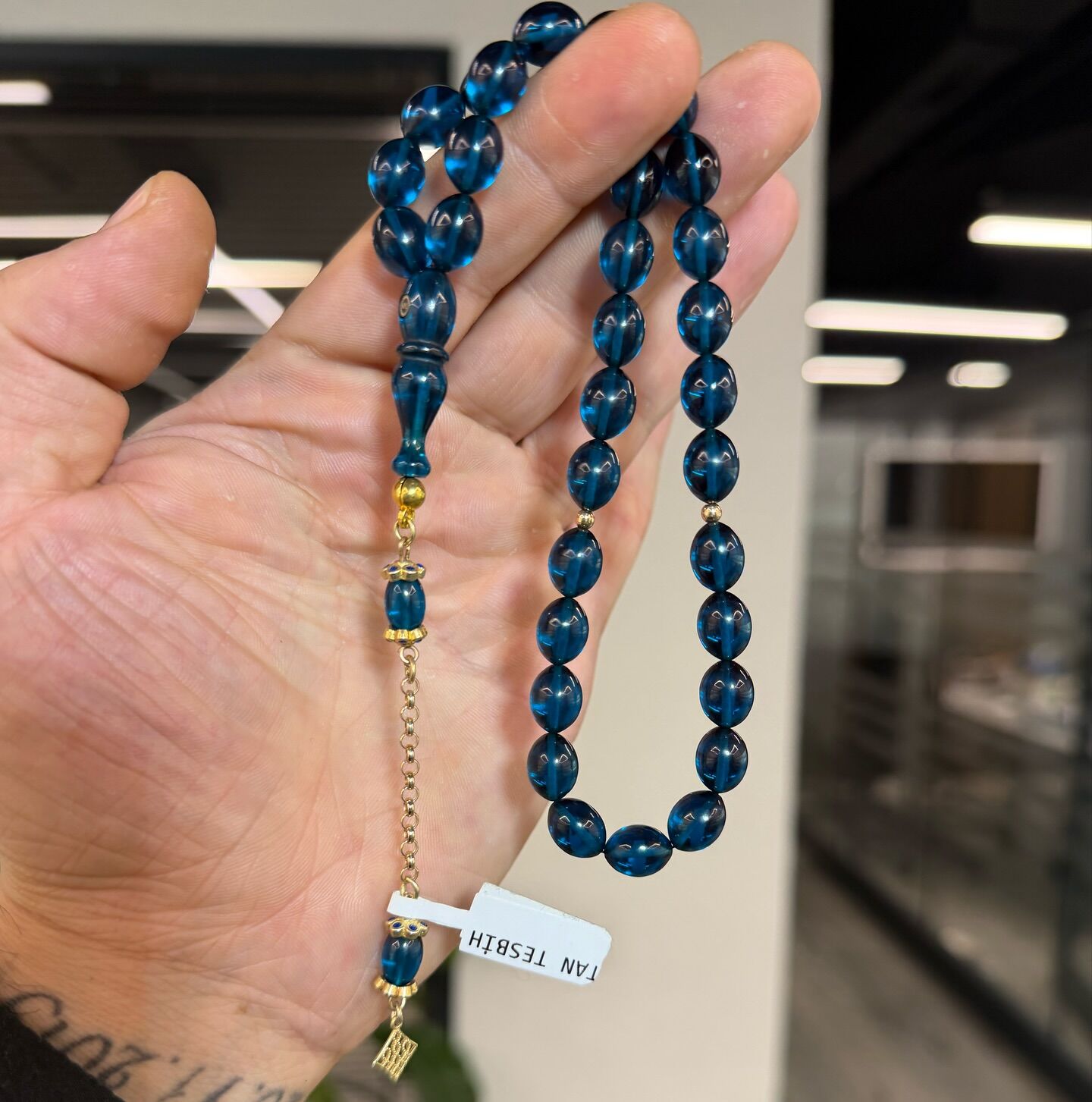 14K Altın Püsküllü Kehribar Tesbih - Tantesbih Özel Koleksiyon