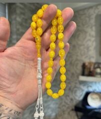 Kazaz Gümüş Takımlı Usta İşçilikli Kehribar Tesbih