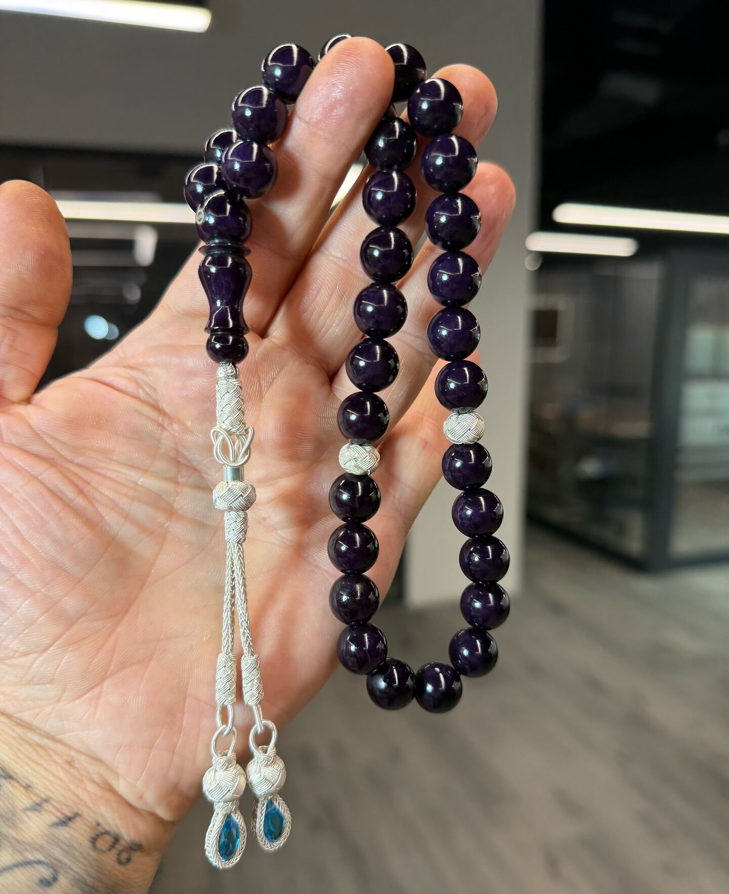 Kazaz Gümüş Takımlı Kehribar Tespih