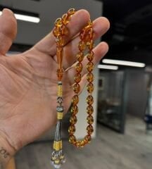 Kazaz Gümüş Takımlı Kehribar Tesbih - Usta İşi