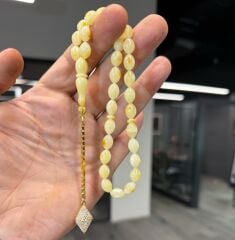 Gümüş Takımlı Damla Kehribar Tesbih - Usta İşi