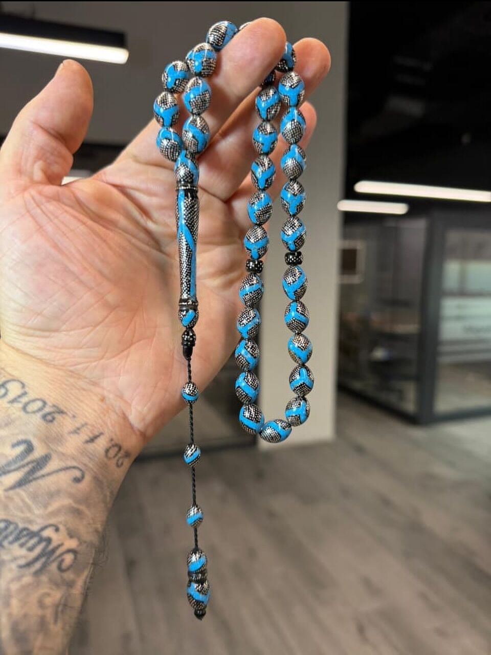 Yussur Gümüş İşlemeli Özel Tasarım Tesbih