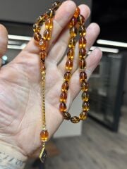 Usta İşçilikli Gümüş Takımlı Kehribar Tesbih