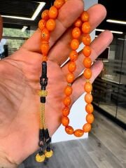 Usta İşçilikli Gümüş Takımlı Kehribar Tesbih