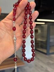 Usta İşçilikli Gümüş Takımlı Kehribar Tesbih