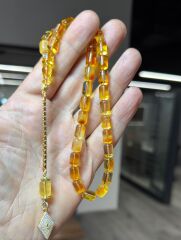 Gümüş Takımlı Damla Kehribar Usta İşi Tesbih