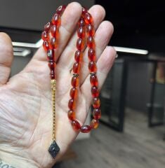 Gümüş Takımlı Usta İşçilikli Kehribar Tesbih