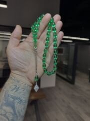 Usta İşçilikli Gümüş Takımlı Kehribar Tespih