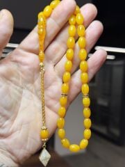 Usta İşçilikli Gümüş Takımlı Kehribar Tesbih