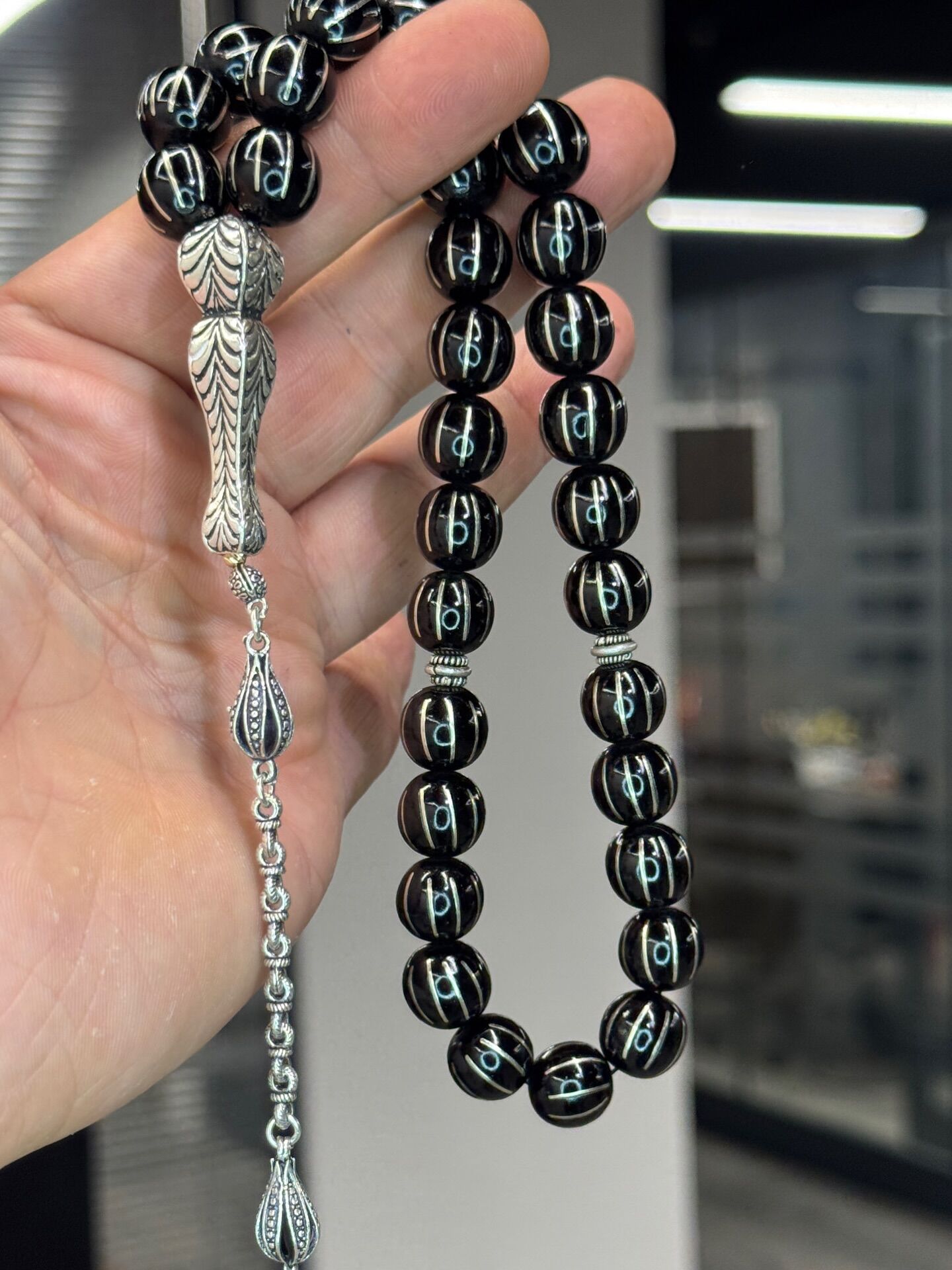 Karpuz Dilimli Oltu Tesbih - Özel İşçilik