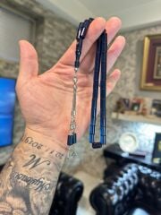 Kesme Model Kehribar Tesbih - 1000 Ayar Gümüş Kazaz Püsküllü