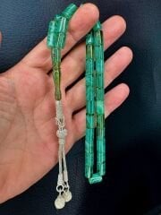 Şeffaf Kesme Model Kehribar Tesbih - 1000 Ayar Gümüş Kazaz Püsküllü