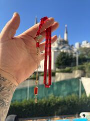 Altın Püsküllü Kesme Model Kehribar Tesbih