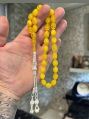 Özel Usta İşçilikli Gümüş Kehribar Tespih