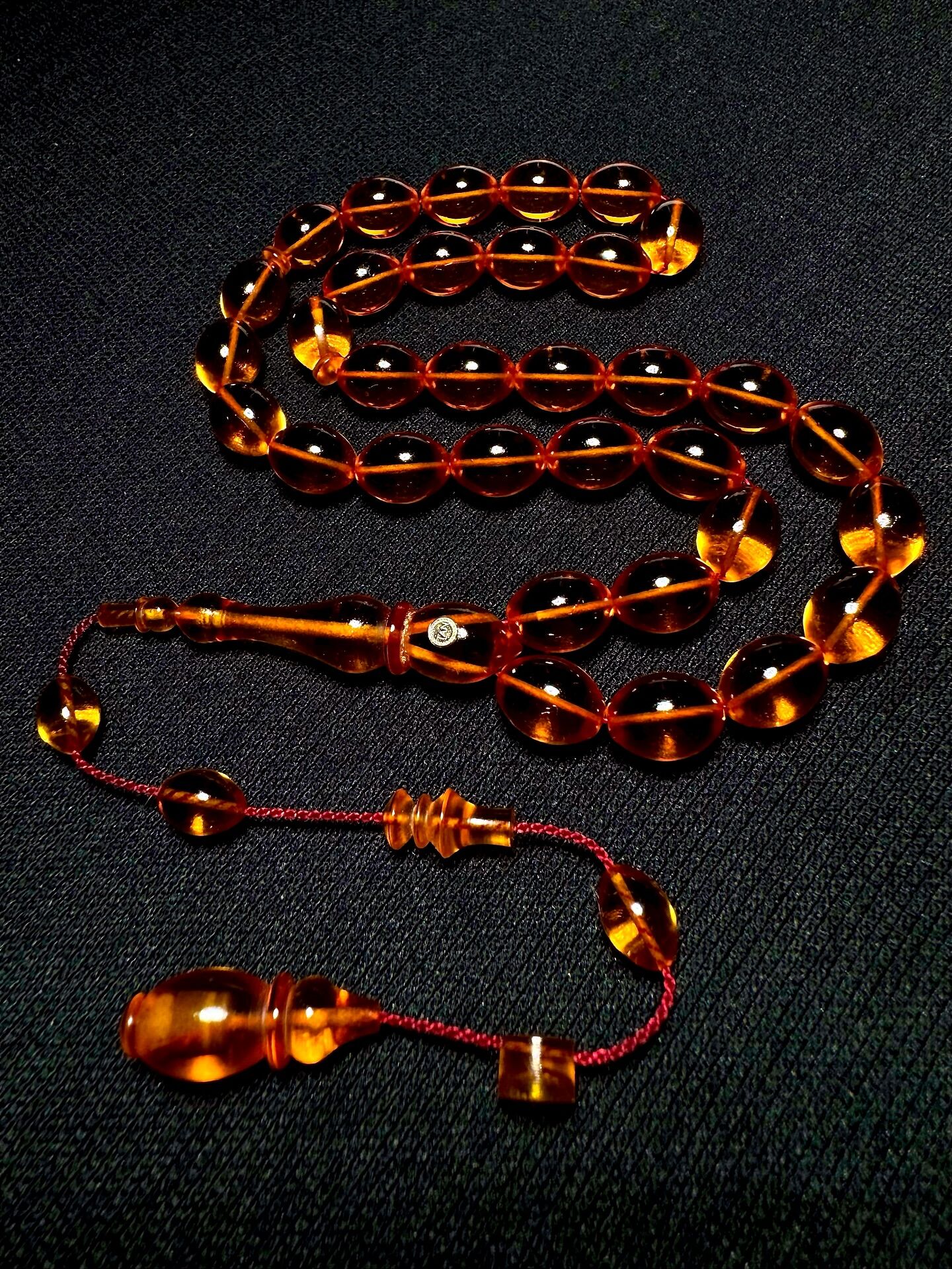 Özel Usta İşçilikli Sistemli Ateş Kehribar Tespih