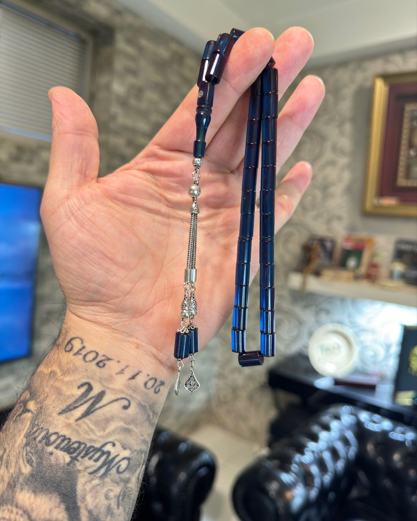 1000 Ayar Gümüş Püsküllü Ateş Kehribar Tesbih