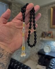 1000 Ayar Gümüş Kazazzlı Ateş Kehribar Tesbih