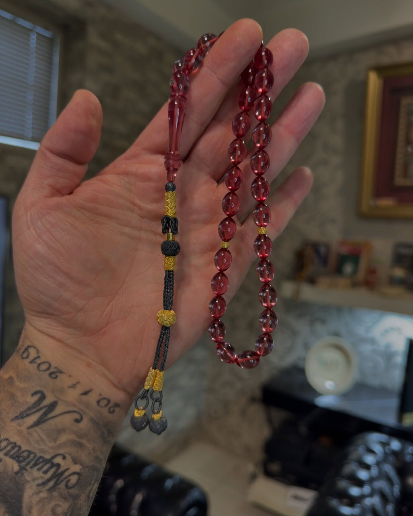 1000 Ayar Gümüş Kazazzlı Ateş Kehribar Tesbih