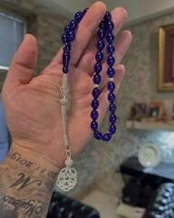 Gümüş Kazazlı Ateş Kehribar Tesbih