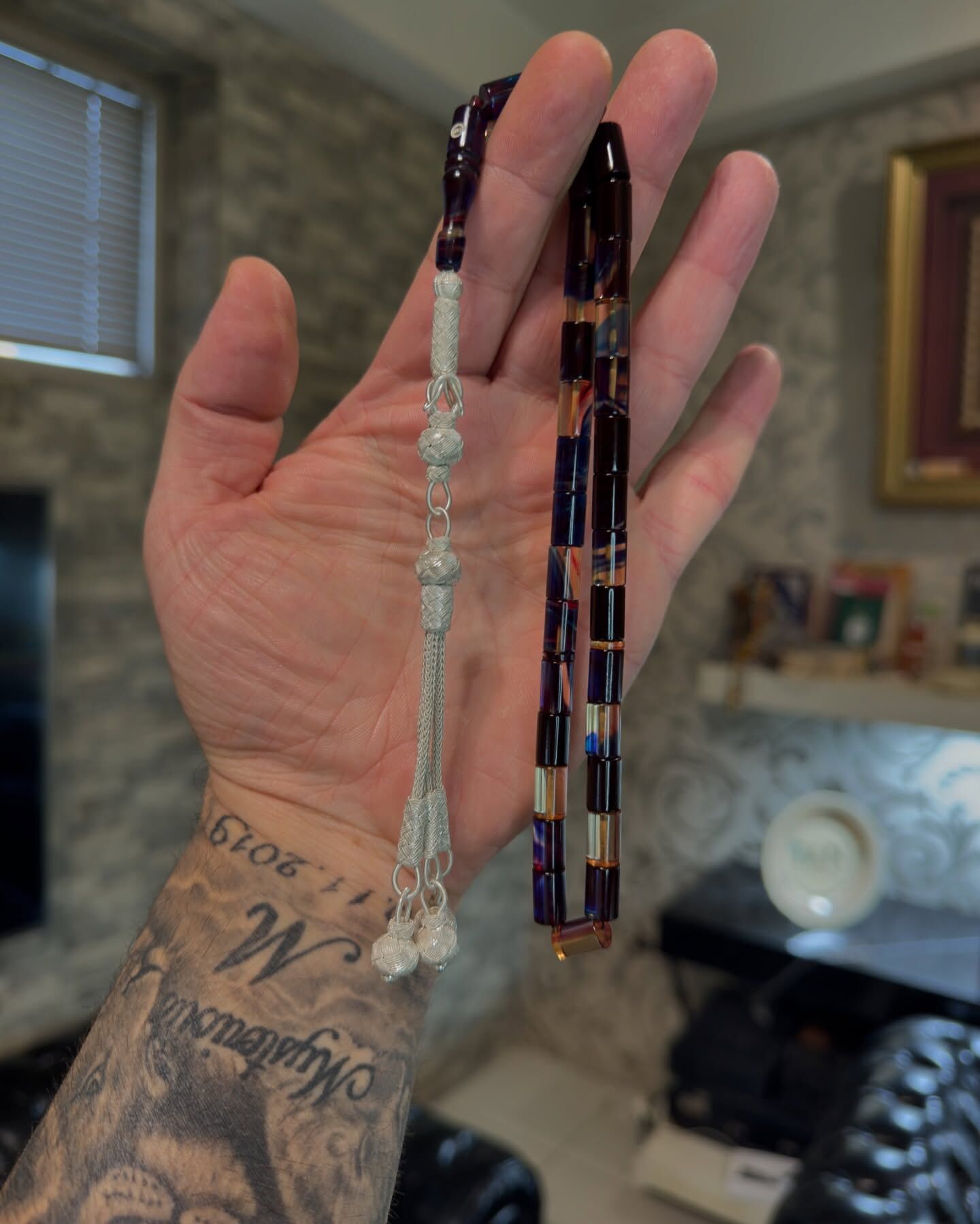 1000 Ayar Gümüş Kazazzlı Ateş Kehribar Tesbih