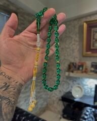 1000 Ayar Gümüş Kazazzlı Ateş Kehribar Tesbih