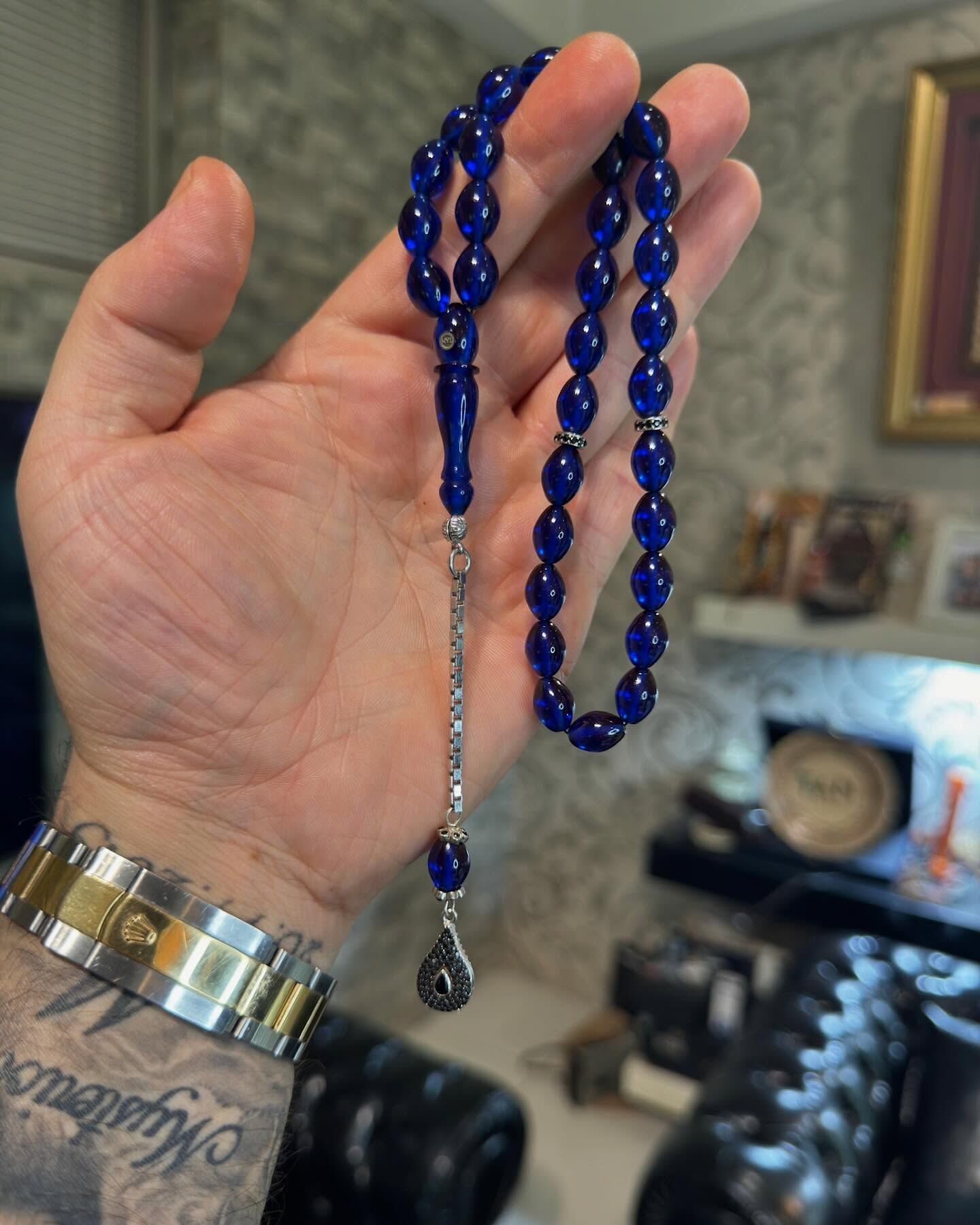 Usta İşçilikli Koleksiyonluk Ateş Kehribar Tesbih