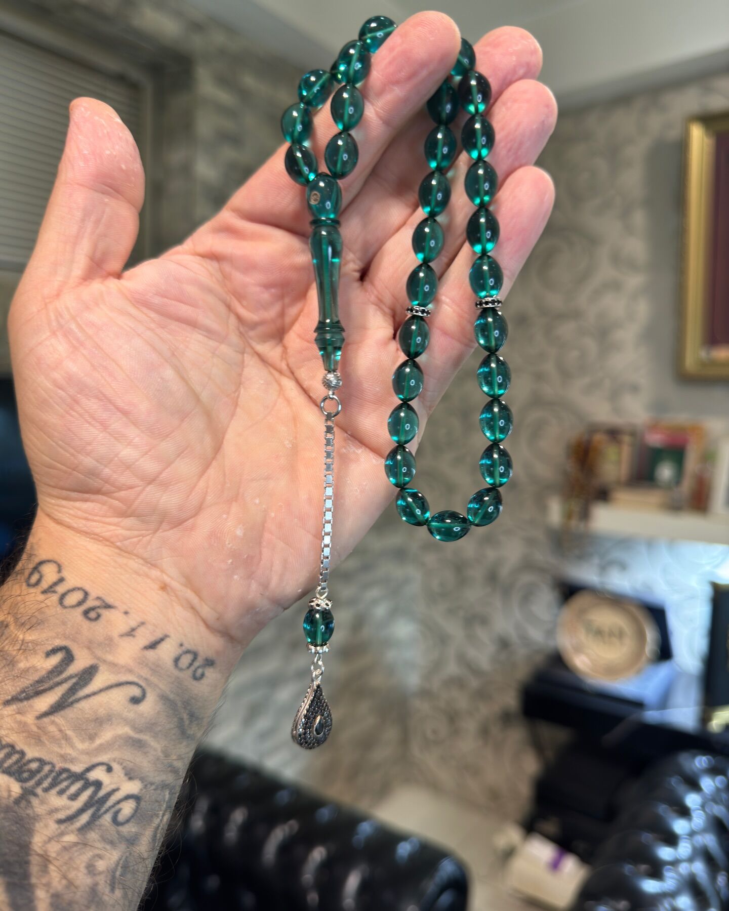 Özel Püskül Takımlı Ateş Kehribar Tesbih