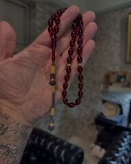 Özel Püskül Takımlı Ateş Kehribar Tesbih