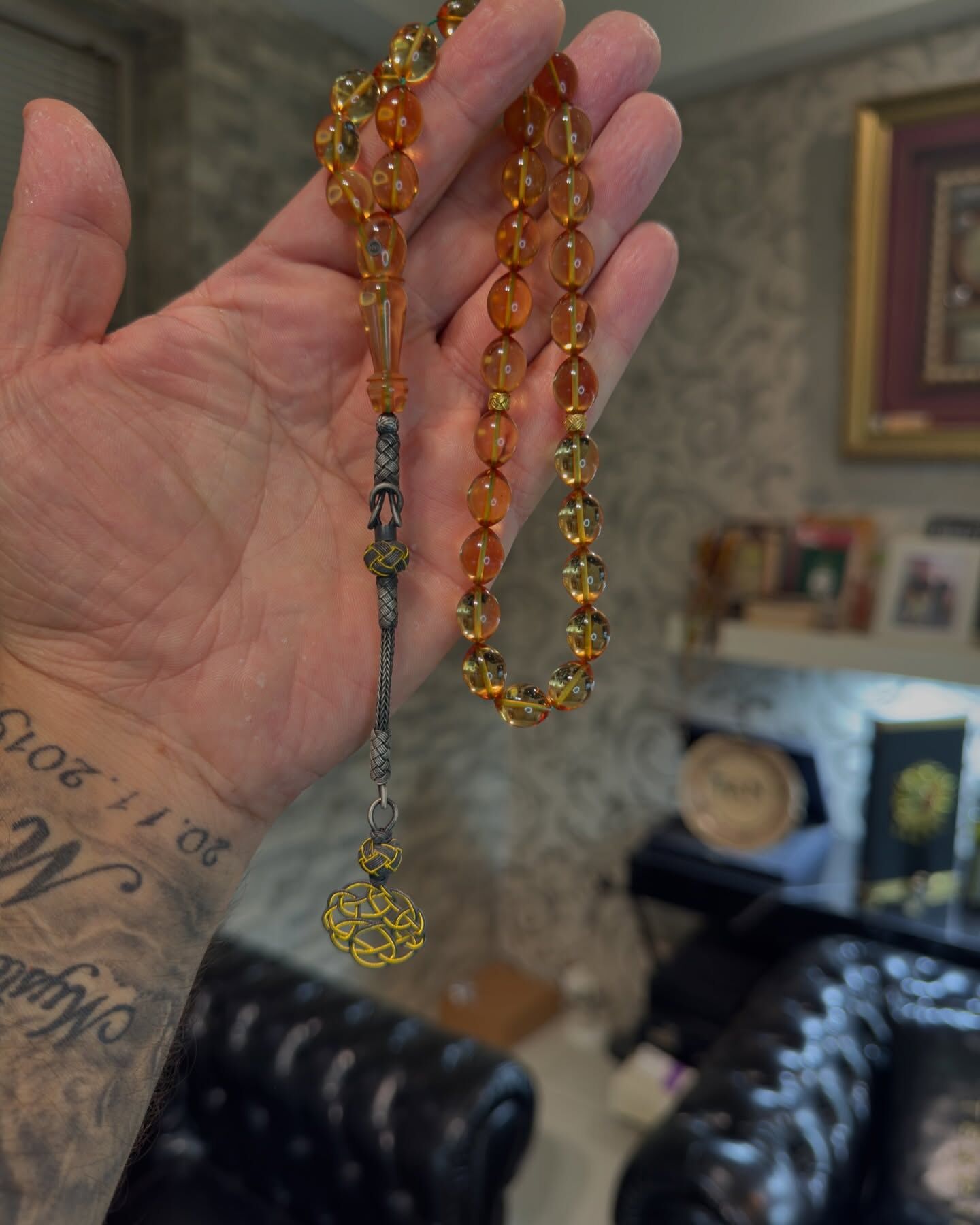 Trabzon Kazaz Takımlı Ateş Kehribar Tesbih