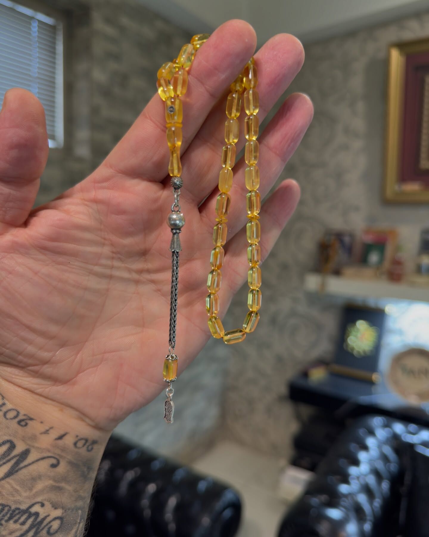 Özel Püskül Takımlı Damla Kehribar Tespih