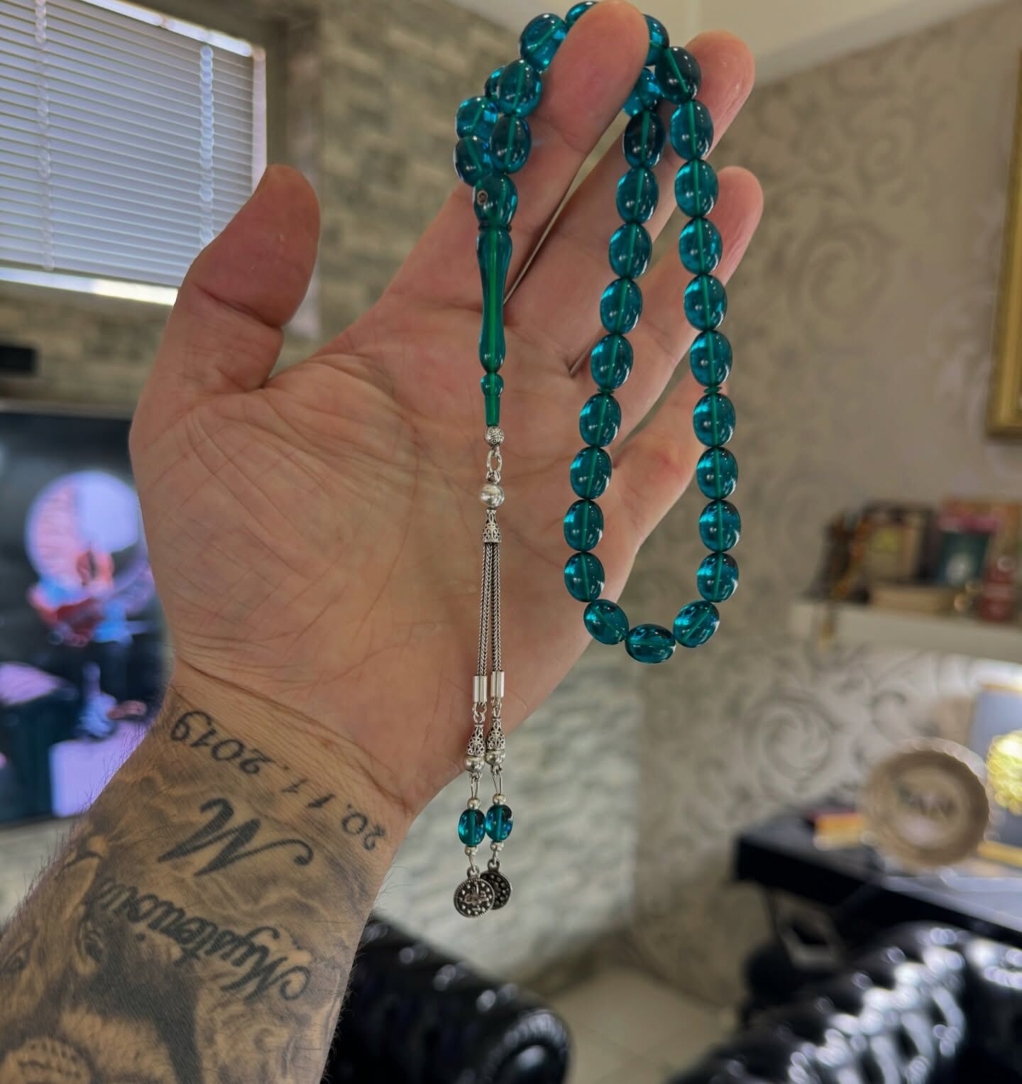 Özel Usta İşçilikli Ateş Kehribar Tespih